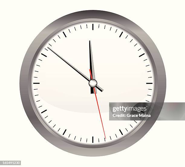 round silver clock - vector - thrift store stock illustrations
