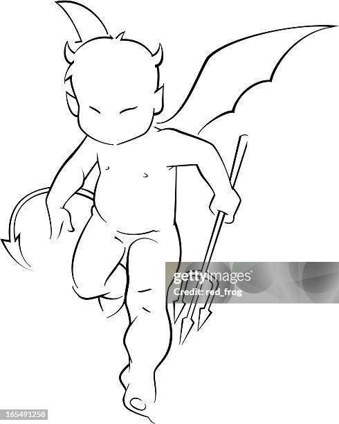 baby devil - baby angel wings stock illustrations