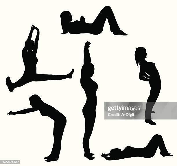 post pregnancy vector silhouette - warm up exercise stock illustrations