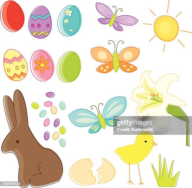 easter essentials - chocolate rabbit stock illustrations