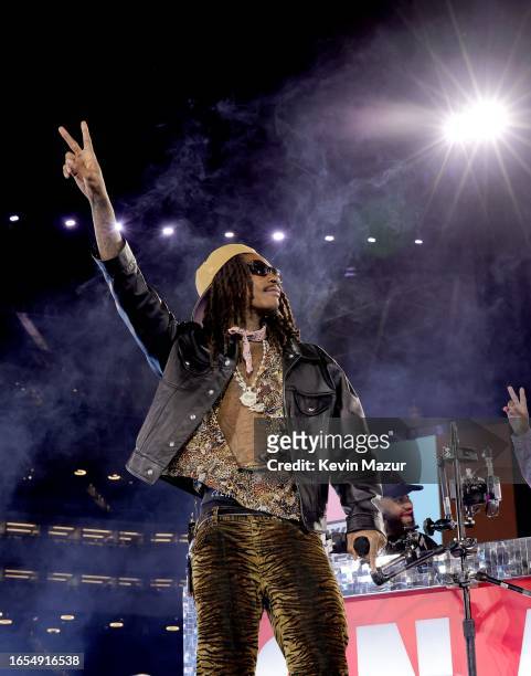 Wiz Khalifa performs onstage during the "RENAISSANCE WORLD TOUR" at SoFi Stadium on September 01, 2023 in Inglewood, California.
