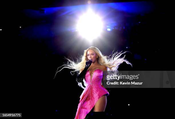 Beyoncé performs onstage during the "RENAISSANCE WORLD TOUR" at SoFi Stadium on September 01, 2023 in Inglewood, California.