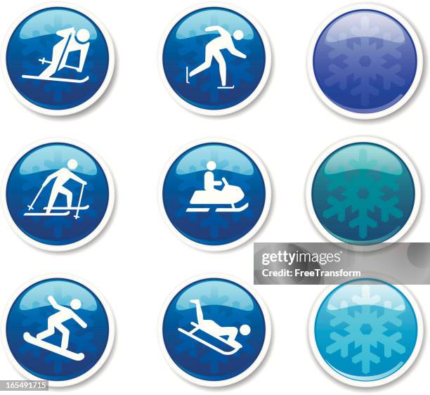winter sports icon set - cross country icons stock illustrations