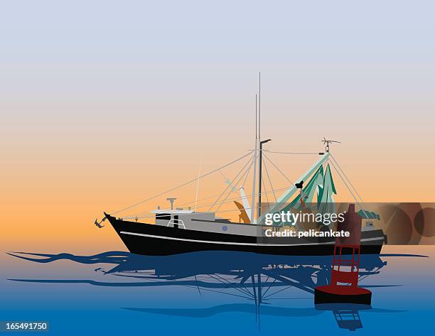 stockillustraties, clipart, cartoons en iconen met shrimp boat - shrimp boat