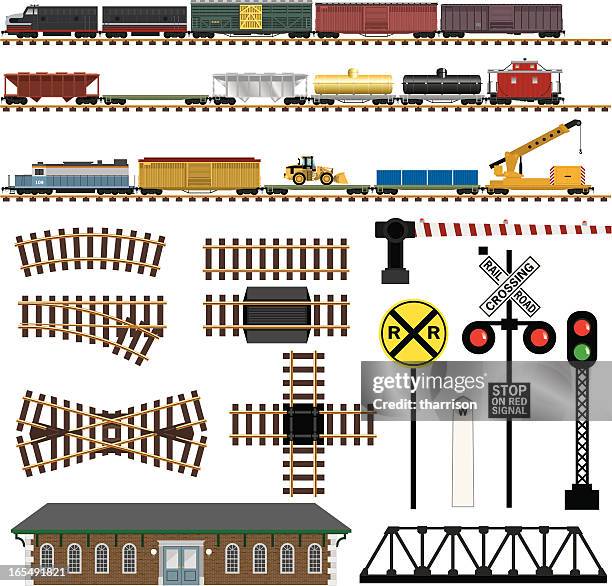 ベクトル鉄道駅のコンポーネント - 貨物列車点のイラスト素材／クリップアート素材／マンガ素材／アイコン素材