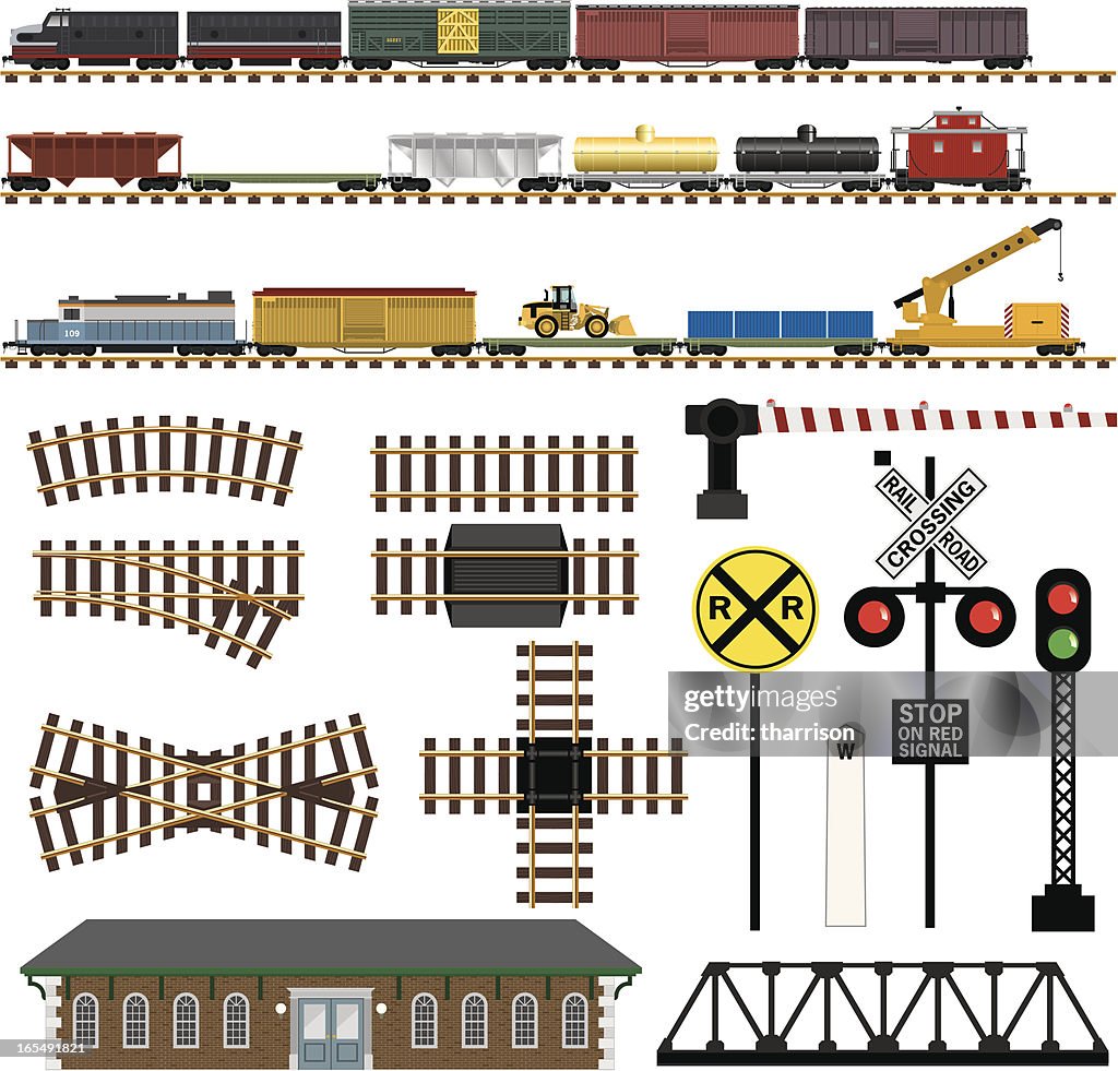 Train Element Design Vector Railroad Train Components High-Res Vector Graphic - Getty Images