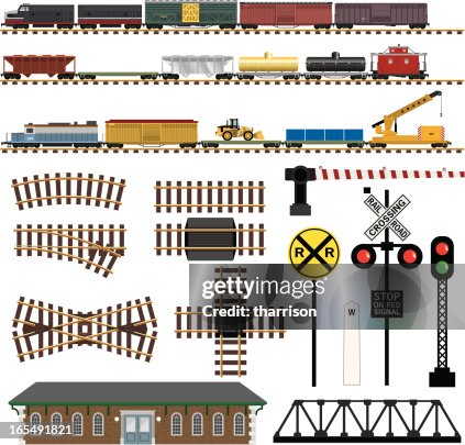 Vector Railroad Train Components Vector Railroad Train Components