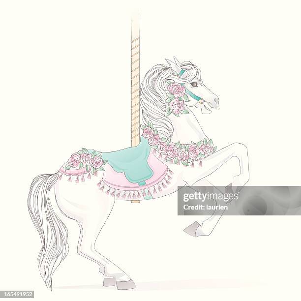 white karussell horse - carousel horses stock-grafiken, -clipart, -cartoons und -symbole