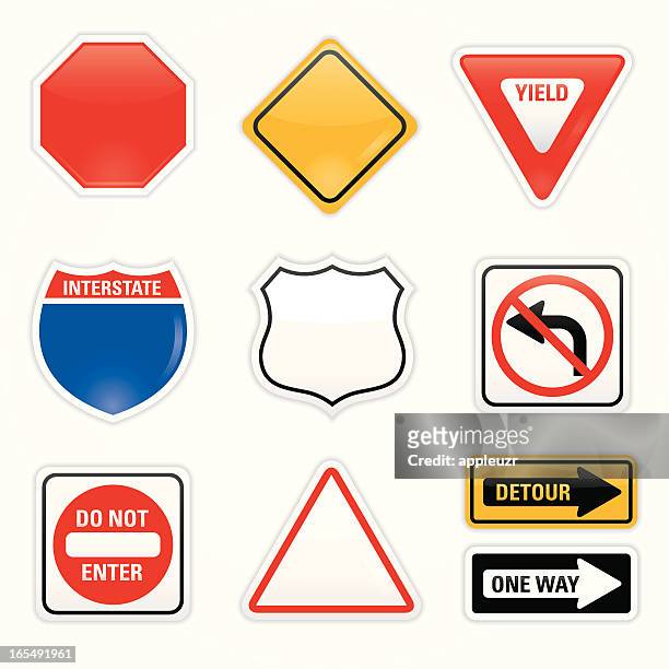 ilustraciones, imágenes clip art, dibujos animados e iconos de stock de señales de carretera - autopista