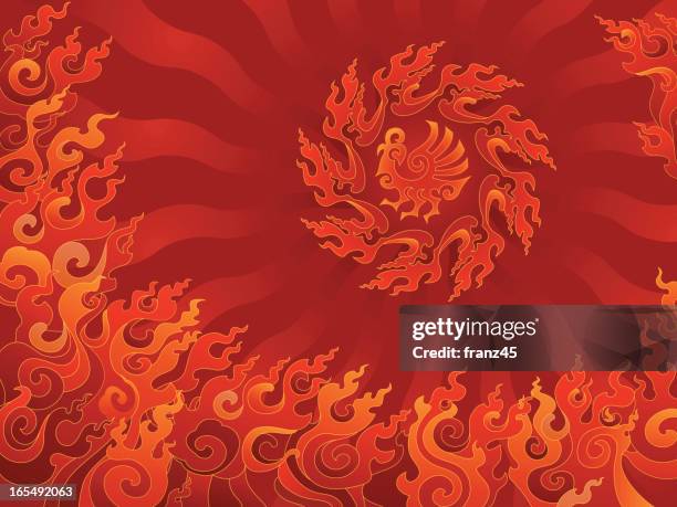 flaming phoenix - chinese culture stock illustrations