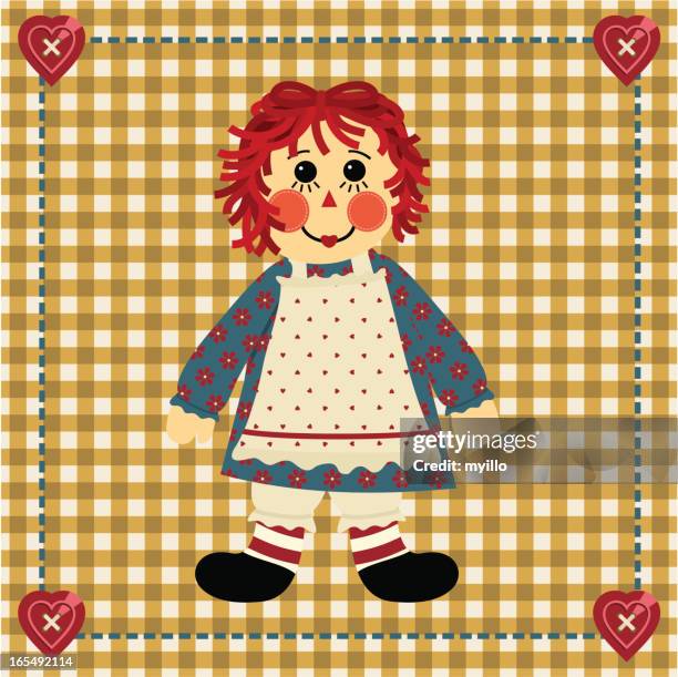 illustrazioni stock, clip art, cartoni animati e icone di tendenza di raggedy ann - bambole di pezza