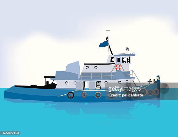 stockillustraties, clipart, cartoons en iconen met tug boat - sleepboot