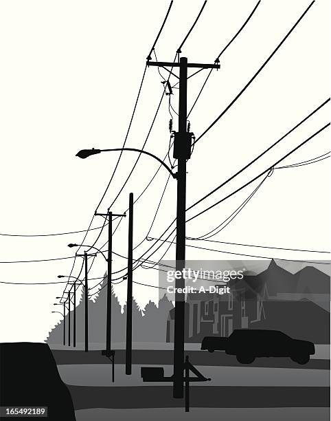 residential vector silhouette - telephone pole stock illustrations