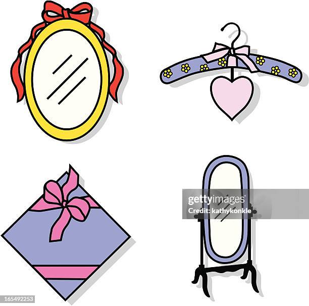 dress shop items - full length mirror stock illustrations