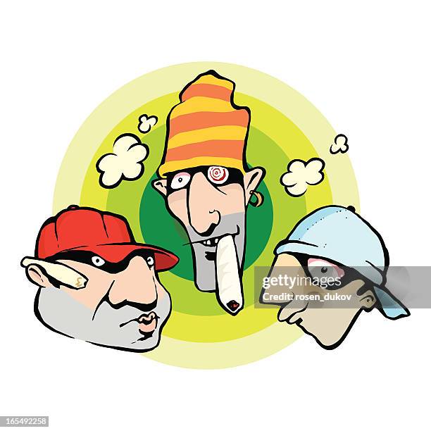 hood brothers - rap cartoon stock illustrations