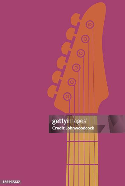 illustrazioni stock, clip art, cartoni animati e icone di tendenza di collo di chitarra - chitarra