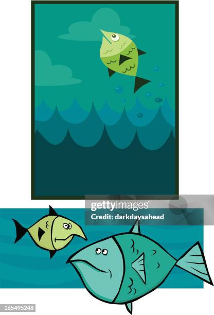 fish and the ocean - fish jumping stock illustrations