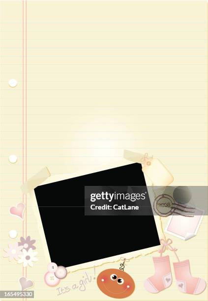 baby journal page (dark-skinned girl) - baby face stock illustrations