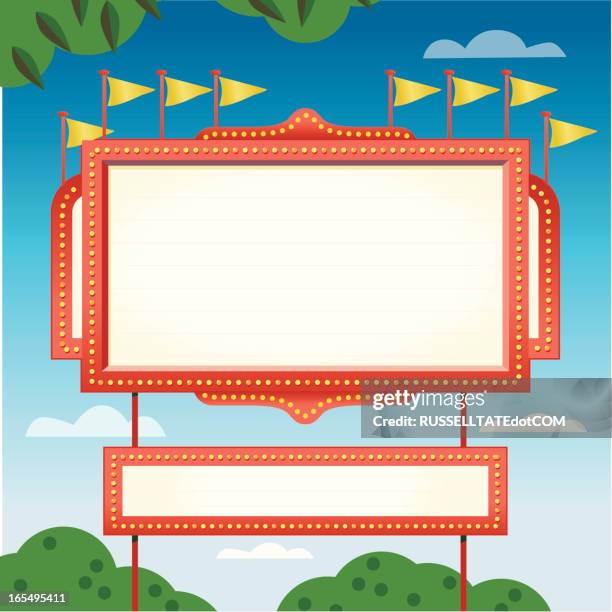 the big show's in town! - drive in restaurant stock illustrations
