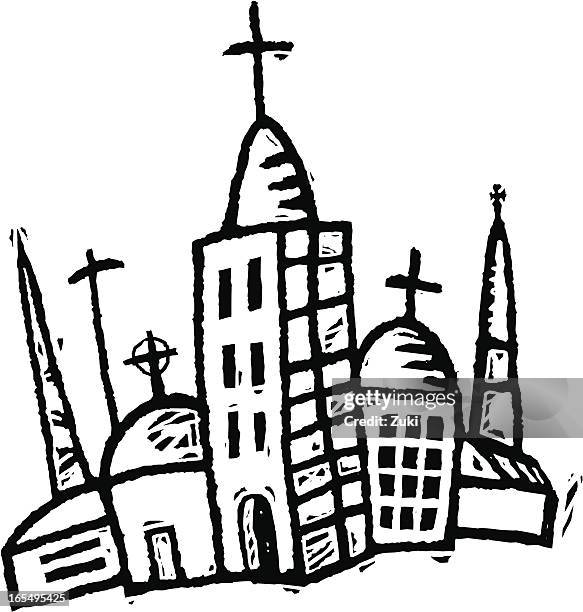 religious buldings - synagogue stock illustrations