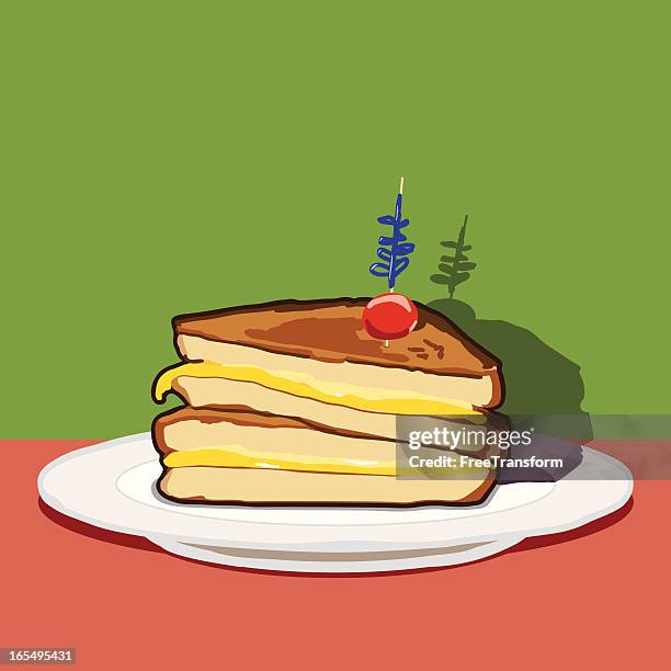 grilled cheese - processed cheese stock illustrations