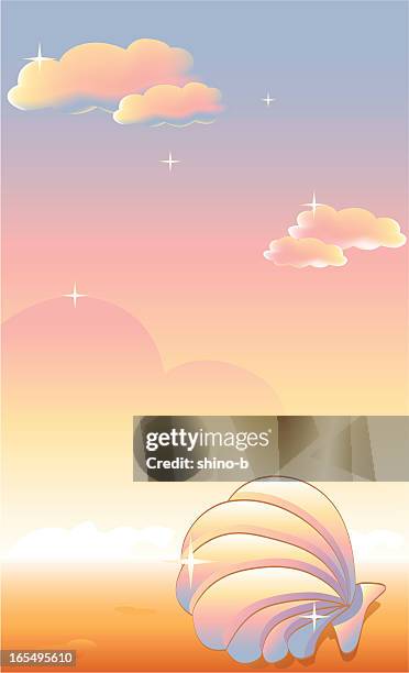 shell am strand - hitzefrei stock-grafiken, -clipart, -cartoons und -symbole