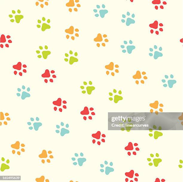 seamless paw print pattern - paw prints stock illustrations