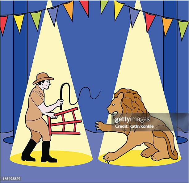 stockillustraties, clipart, cartoons en iconen met lion tamer - dompteur