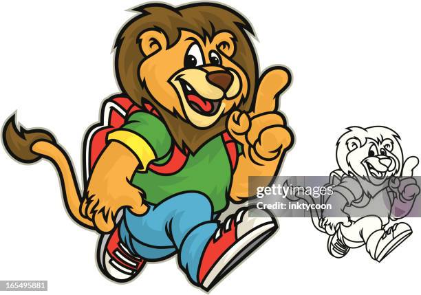 kid school lion - lion jumping stock illustrations