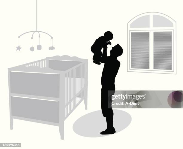 baby'n dad vector silhouette - blinds shadow stock illustrations