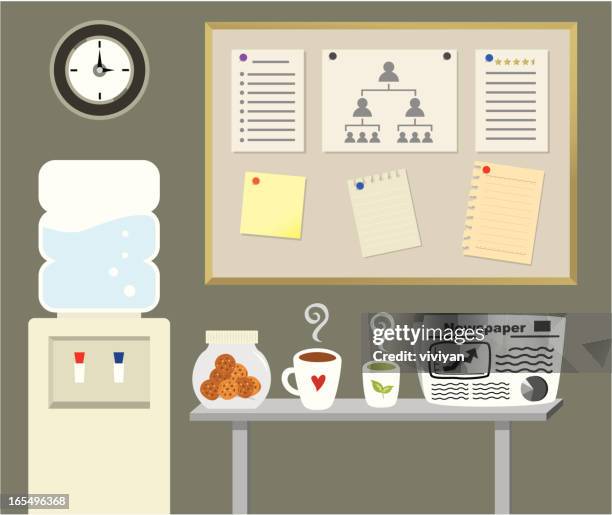 ilustraciones, imágenes clip art, dibujos animados e iconos de stock de oficina té descanso - cooler