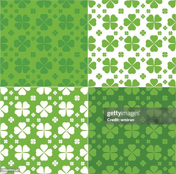 clover seamless pattern in green and white - st patricks day background seamless stock illustrations