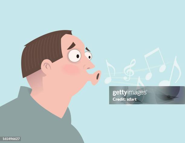 whistling man - pursed lips stock illustrations
