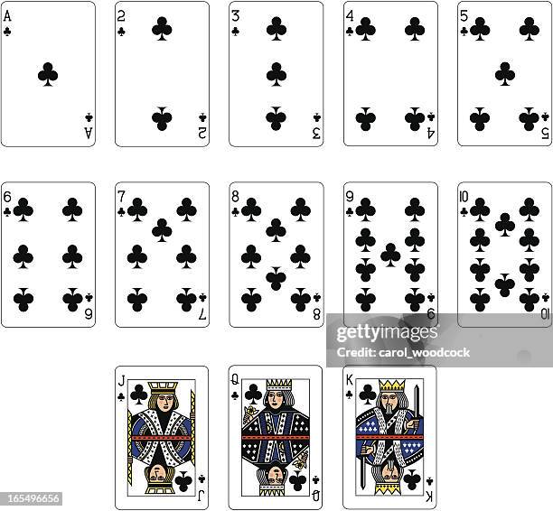 club suit playing cards - seven of clubs stock illustrations