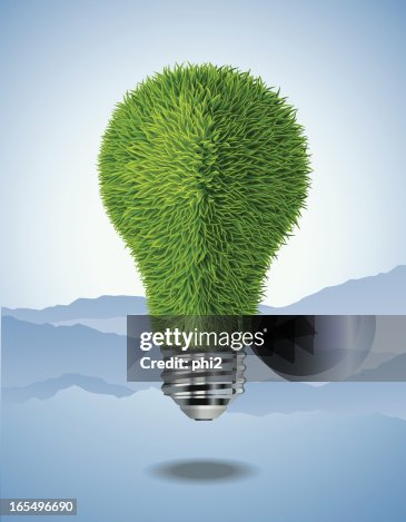 Light Bulb Shaped with Green Grass Vector Light Bulb Shaped with Green Grass Vector