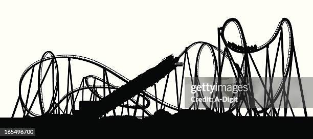 stockillustraties, clipart, cartoons en iconen met full coaster vector silhouette - achtbaan