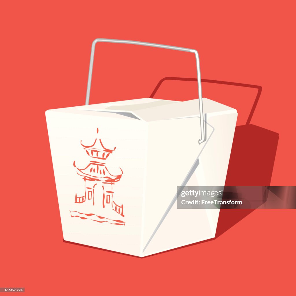 Chinese Box Drawing Chinese Take Out Box Vector