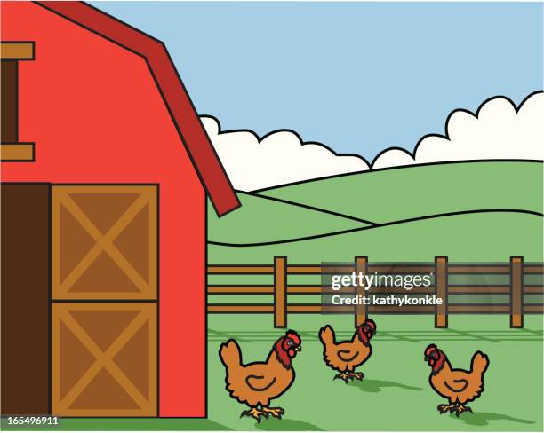 chickens - empty poultry barn stock illustrations
