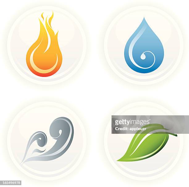 vier elemente auf weiße symbole - die vier elemente stock-grafiken, -clipart, -cartoons und -symbole