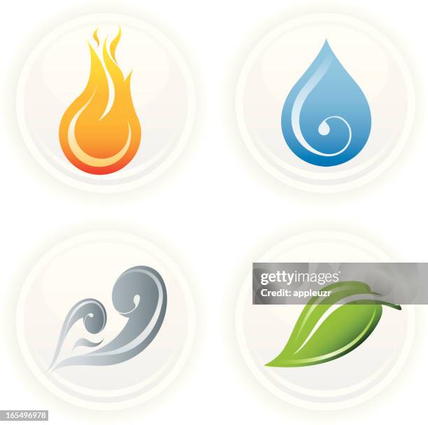 four elements on white icons - the four elements stock illustrations