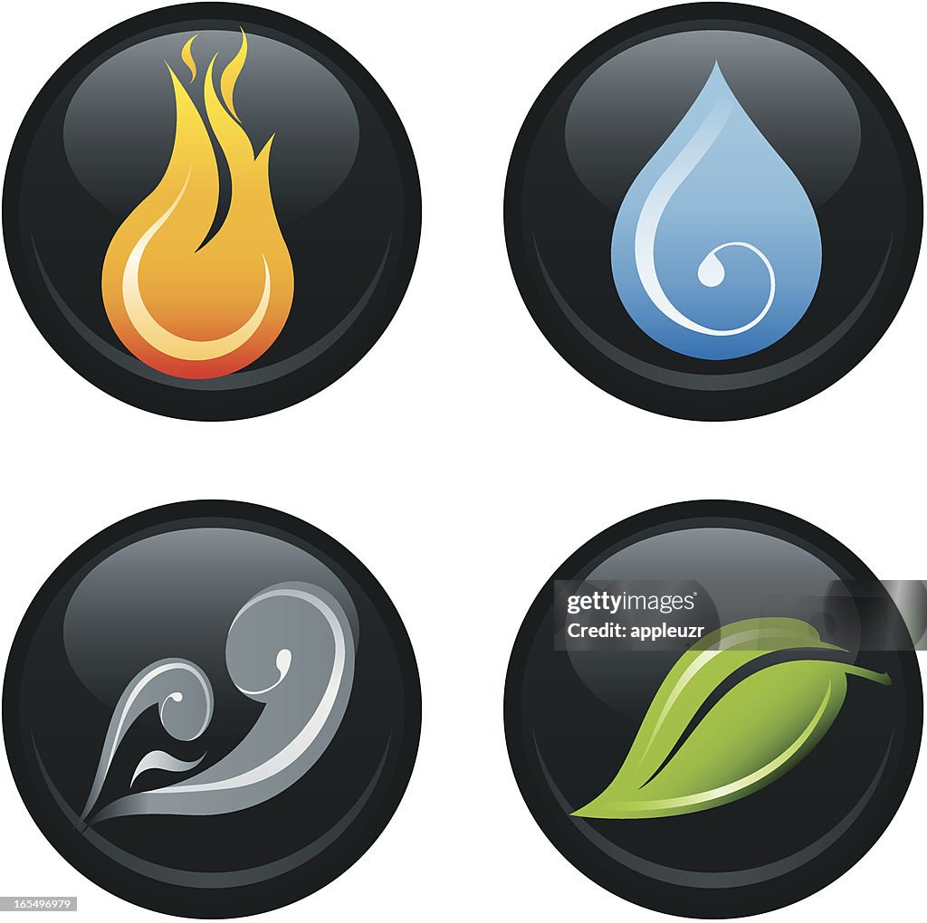 The Four Elements on Black