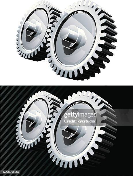 chromed vector gears silver - powerful engine stock illustrations