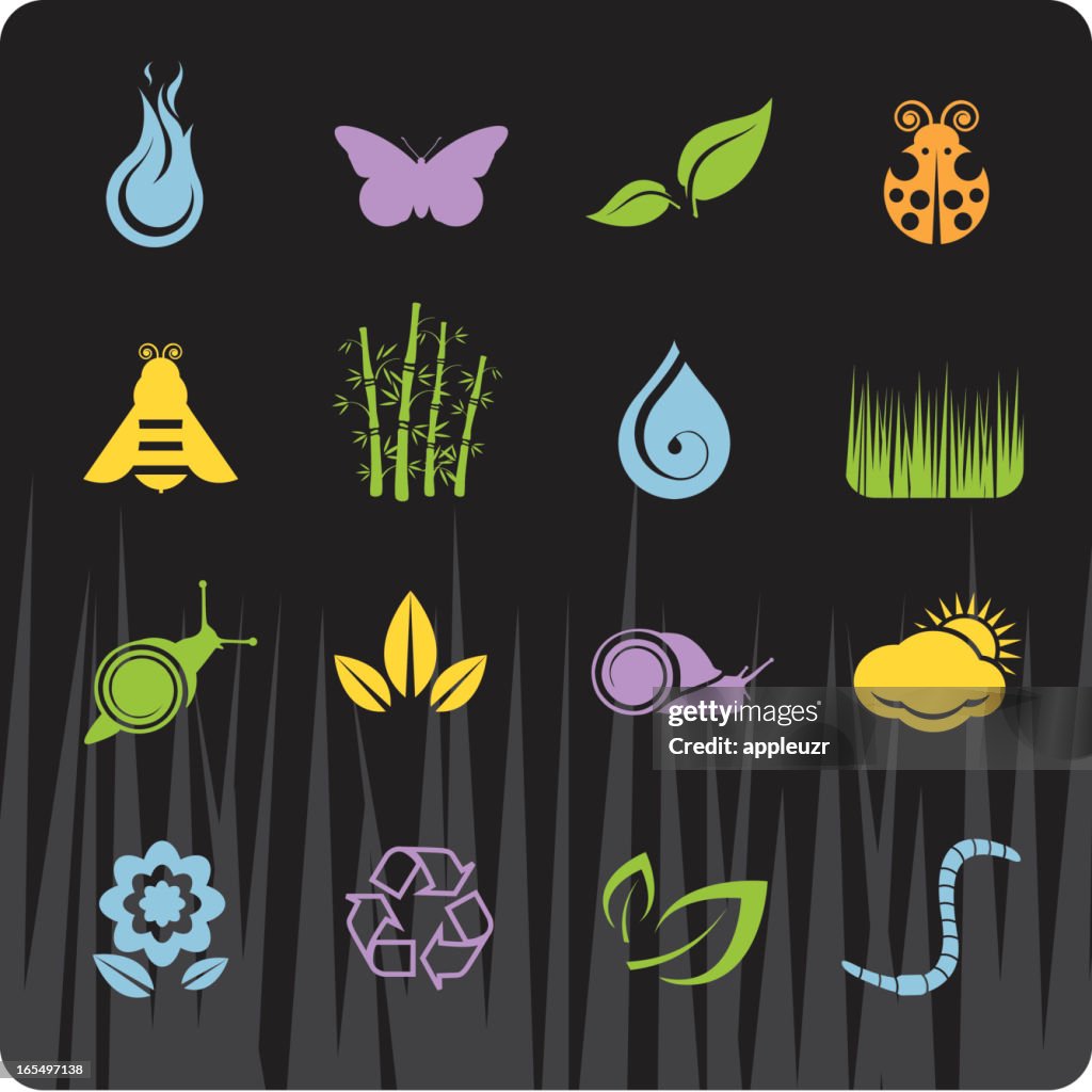 Nature Icons on Black