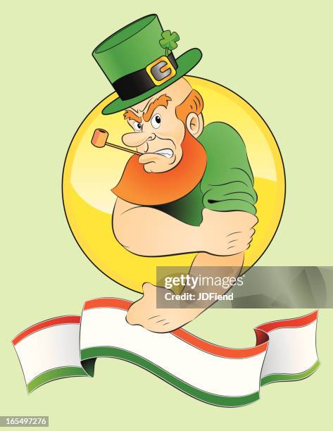 fightin' irish leprechaun - mean leprechaun stock illustrations