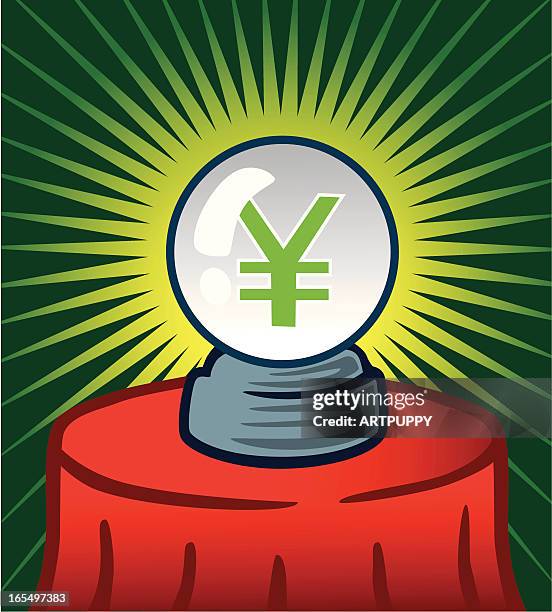 ilustrações, clipart, desenhos animados e ícones de bola de cristal com símbolo do yen - japan yen cartoon