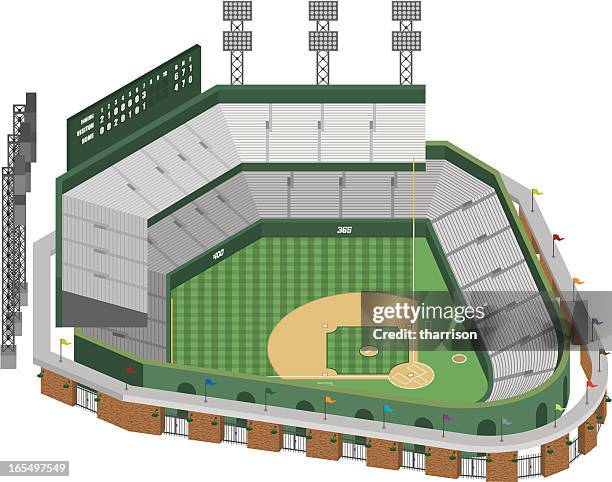 stockillustraties, clipart, cartoons en iconen met vector baseball stadium - honkbal