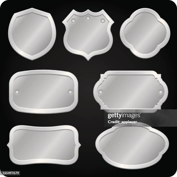 metal shield and plaques - award plaque stock illustrations