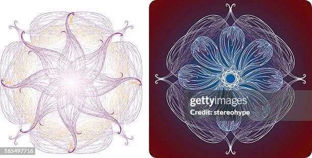lotus blossom mandalas - day and night stock illustrations