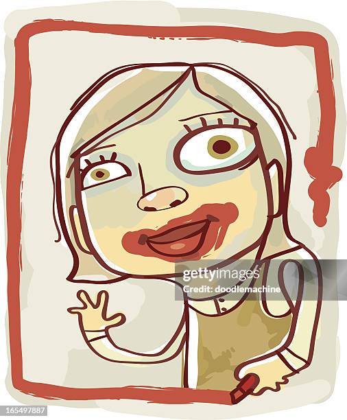 messy melissa - messy kid stock illustrations