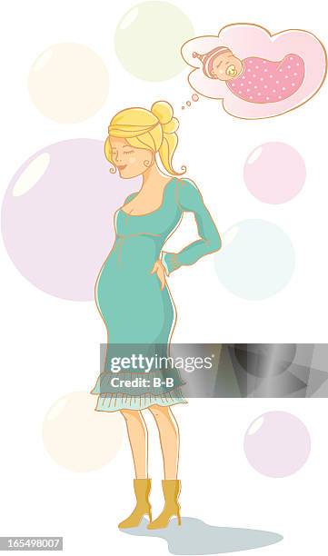 loving mom - woman blowing soap bubbles stock illustrations
